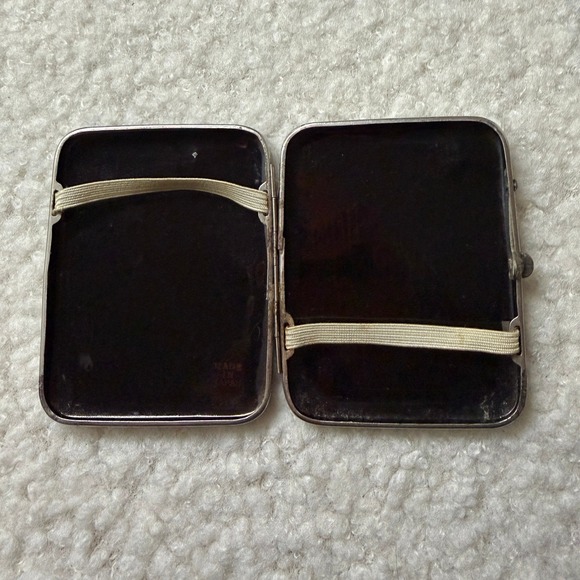 Vintage Japanese Cigarette Match Case Set Hand Painted Lacquer Gold 1950s - Picture 4 of 16